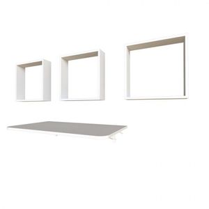 Conjunto Bancada Dobrável De Parede 80cm 3 Nichos 40cmx40cm Bramov Móveis Branco