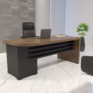 Mesa Para Escritório 4 Gavetas Tamburato Artany Charuto/Preto
