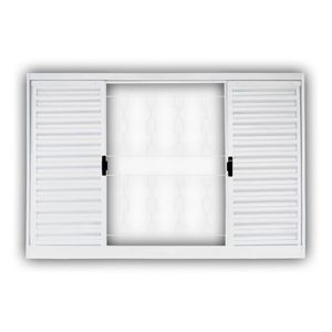 Janela Veneziana Aço 4 Folhas Com Grade Elo Mgm Minas Sul 100Cmx120Cm Branco