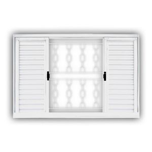 Janela Veneziana 6 Folhas Grade Elo Sem Vidro 120X150 Mgm Branco Branco