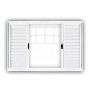 Janela Venezianas 6 Folhas - Grade Quadriculada Sem Vidro 100X100 Mgm Branco Branco