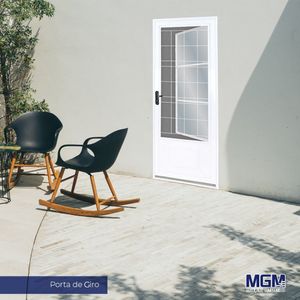 Porta De Giro Almofada Postigo Grade Quadriculada 215X85 Mgm Branco