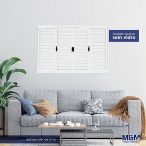 Janela Veneziana 6 Folhas Sem Vidro 120X150 Mgm Branco Branco