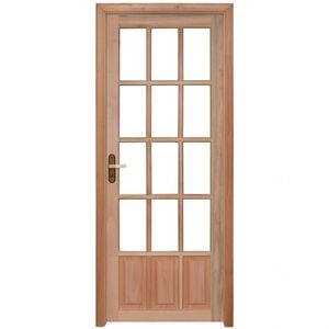 Porta Para Vidros Quadriculados Com Marco Fechadura E Guarnições Rondosul Natural