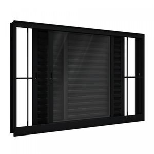 Janela Veneziana De Correr Lateral 3 Folhas 100X120Cm Lucasa Preto