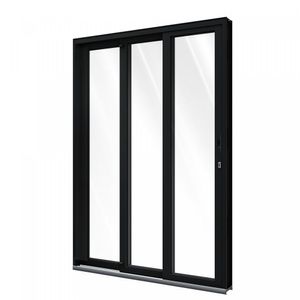 Porta De Correr Aluminio Lateral Sem Travessa 2 Folhas Móveis E 1 Fixa 215X150Cm Lucasa Preto