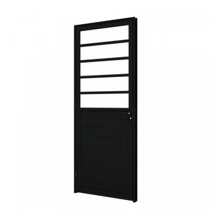Porta De Alumínio Giro Lambri Mista Com Travessa 215X85 Lucasa Preto