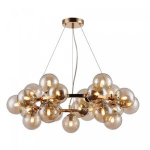 Pendente De Vidro Halo 24Cmx69,5Cm Bella Iluminação Dourado E Conhaque