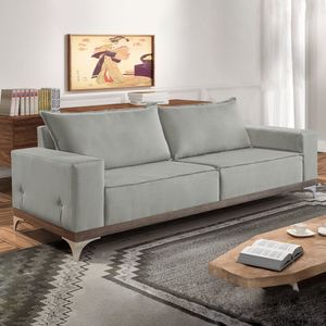 Sofá 4 Lugares M43 Martins Estofados Linho/Cinza Claro