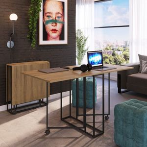 Mesa De Escritório 6 Lugares Dobrável 142Cm Placa E Ponto Mel