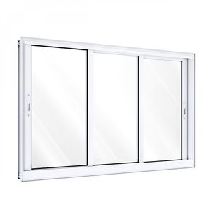 Janela De Aluminio De Correr Lateral 3 Folhas Móveis Com Grade 120X150 Lucasa Branco