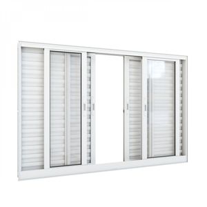 Janela Veneziana De Correr Central 6 Folhas 100X150 Lucasa Branco