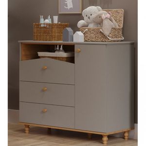 Cômoda De Bebê Com 3 Gavetas E 1 Porta Picolé Espresso Móveis Fendi/Nature