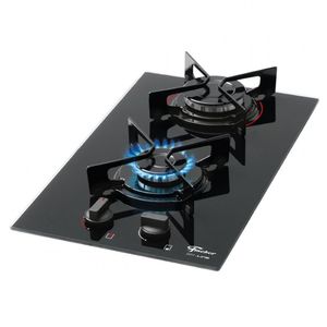 Cooktop em Vidro 2 Bocas a Gás Bivolt Fit Line Fischer Preto