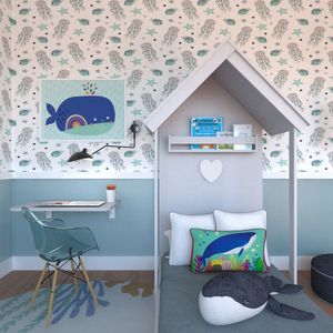 Conjunto Infantil Cama Helena E Mesa Dobrável Kitcubos Bramov Móveis Cinza Cristal