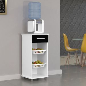 Fruteira Com 2 Cestos Removíveis E 1 Gaveta Rock Magno Móveis Branco/Preto