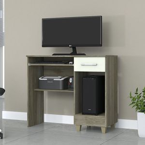 Mesa Escrivaninha Para Computador 1 Gaveta Zambê Magno Móveis Angelim/Off White