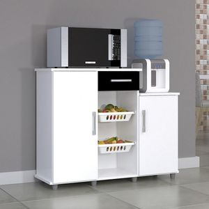 Fruteira 2 Portas 1 Gaveta Com 2 Cestos Removíveis Rock Magno Móveis Branco/Preto