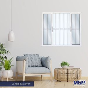 Janela De Aluminio 4 Folhas Com Grade Vidro Mini Boreal 120X120 Mgm Branco