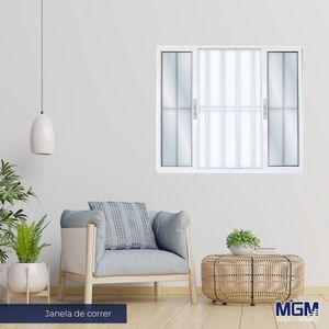 Janela De Aluminio 4 Folhas Com Grade Vidro Mini Boreal 100X200 Mgm Branco