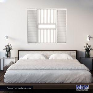 Janela De Aluminio Veneziana De Correr 6 Folhas Vidro Mini Boreal 120X150 Mgm Branco