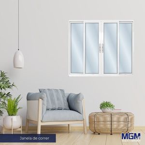 Janela De Aluminio 4 Folhas Com Vidro Mini Boreal 100X200 Mgm Branco