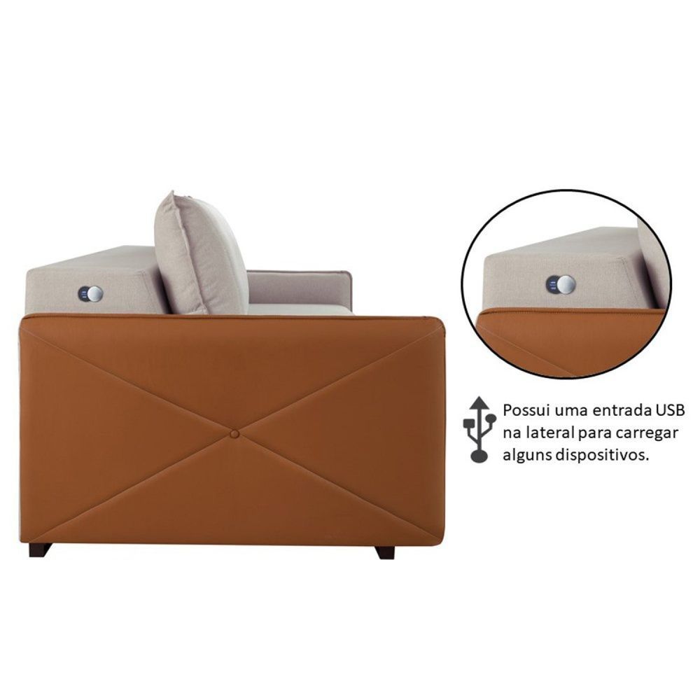 Sofá Retrátil 2,00M Urban Estofart Bege/Paçoca Continental