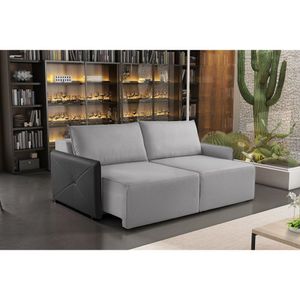 Sofá Retrátil 2 Lugares 160Cm Urban Estofart Cinza/Preto