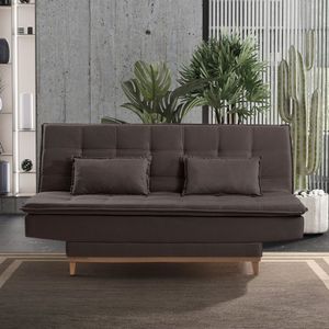 Sofá Cama 3 Lugares 192Cm Luna Estofart Marrom