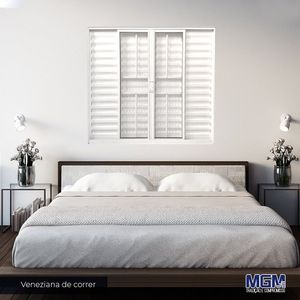 Janela Veneziana De Alumínio 6 Folhas Grade Vidro Liso 100X150Cm Mgm Branco