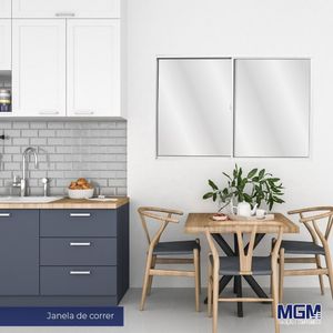 Janela Alumínio Com 2 Folhas Vidro Mini Boreal Branca 120X120M Mgm Soft Branco