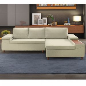 Sofá 3 Lugares Com Chaise Clássico Estofart Palha