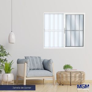 Janela De Aluminio 2 Folhas Com Grade Vidro Liso 100X150 Mgm Branco
