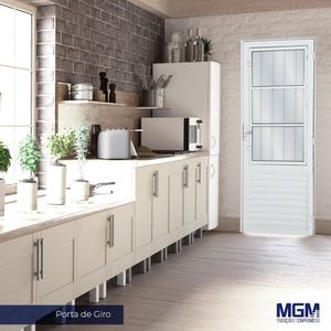 Porta De Giro Aluminio Com Postigo 3 Vidros Mini Boreal 210X90 Mgm Branco