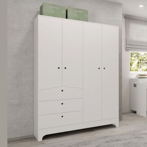 Guarda Roupa Infantil 4 Portas Movelbras Branco