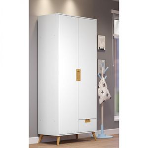 Guarda-Roupas Infantil 2 Portas 1 Gaveta Caring Serpil Baby Branco/Carvalho