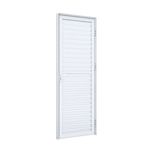 Porta De Alumínio De Giro Laminada Com Ventilação 215Cmx85Cm Lucasa Eccellente Branco