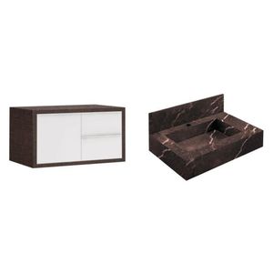 Banheiro, Gabinete, Bancada Em Porcelanato 60Cm Bumi Linho