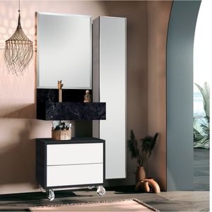 Banheiro Bancada Porcelanato Armário 60Cm Grafen
