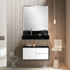 Banheiro Armário Bancada Em Porcelanato 80Cm Grafen