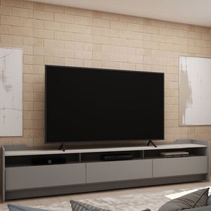 Rack Tv 70'' 3 Gavetas 3 Nichos Sublime 220 Cinza/Off White