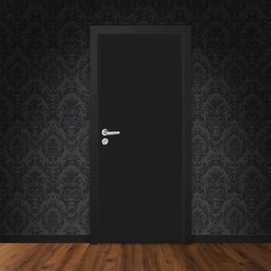 Kit Porta De Madeira Lisa Laqueada 210Cmx80Cm Direita Preto