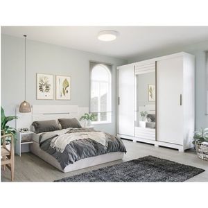 Quarto Casal 1 Guarda Roupa Buzios 1 Cabeceira Mila Branco