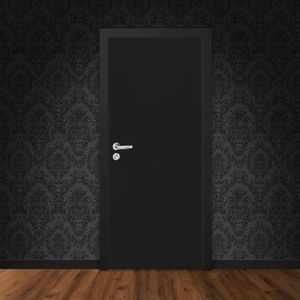 Kit Porta De Madeira Lisa Laqueada 210Cmx90Cm Direita Preto
