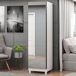 Sapateira 1 Porta Espelhada Gold Branco Acetinado