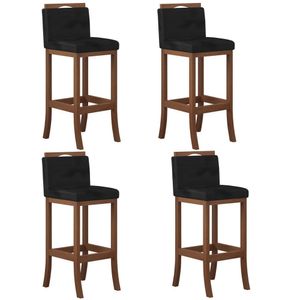 Conjunto 4 Banquetas Alta Em Madeira Maciça Ccs Pinhão