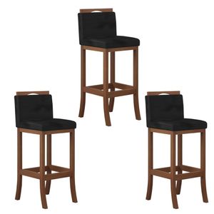 Conjunto 3 Banquetas Altas Em Madeira Maciça Ccs Pinhão