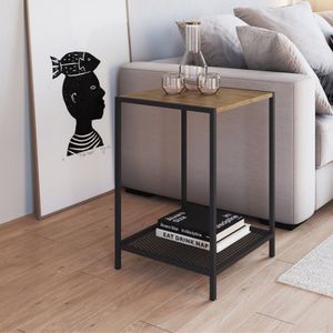 Mesa Lateral Industrial Quadrada York Artesano Vermont/Preto