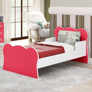 Mini Cama Infantil Proteção Lateral Arco-Íris Rosa/Branco