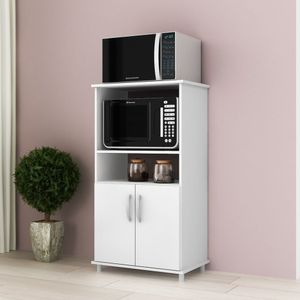 Balcão Forno E Micro-Ondas 2 Portas Bf 252 Djd Móveis Branco